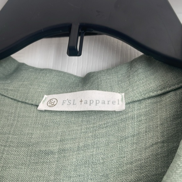 FSL Apparel Seafoam Green Button Down Linen-Like top - Picture 4 of 7